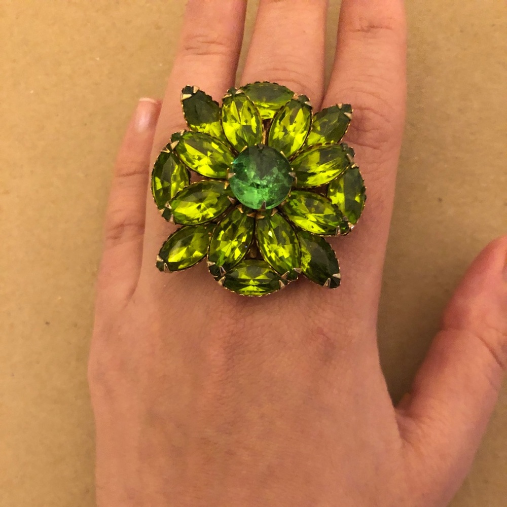 Gorgeous Green Gemstone Large Statement Ring - Ad… - image 1